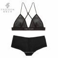 FDBL7111406 bequemes neues deisgn volles transparentes reizvolles schwarzes 34 Größe Dreieckbaumwollmodaler Frauen Bralette